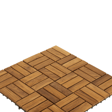Bare Decor U-snap Interlocking Flooring Tiles In Solid Teak Wood